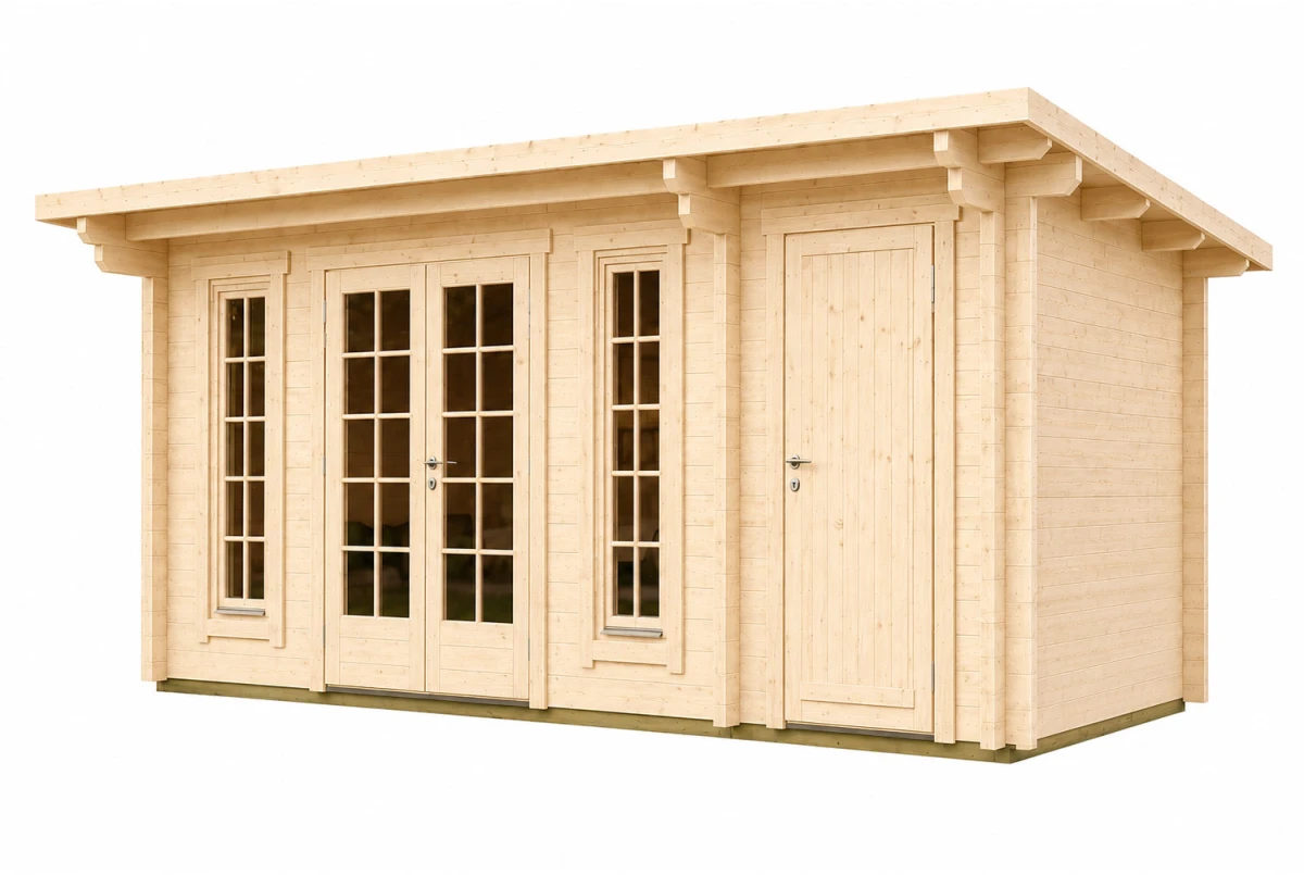 Abri de jardin bois brut CANOPÉE 44 B2 - Toit monopente - 2 pièces - 16,21m² - Madriers 44 mm