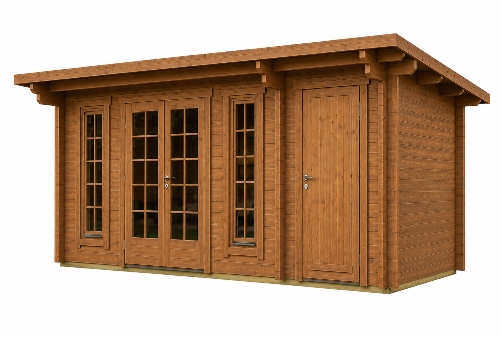 Abri de jardin bois traité autoclave CANOPÉE 44 B2 - Toit monopente - 2 pièces - 16,21 m² - Madriers 44 mm