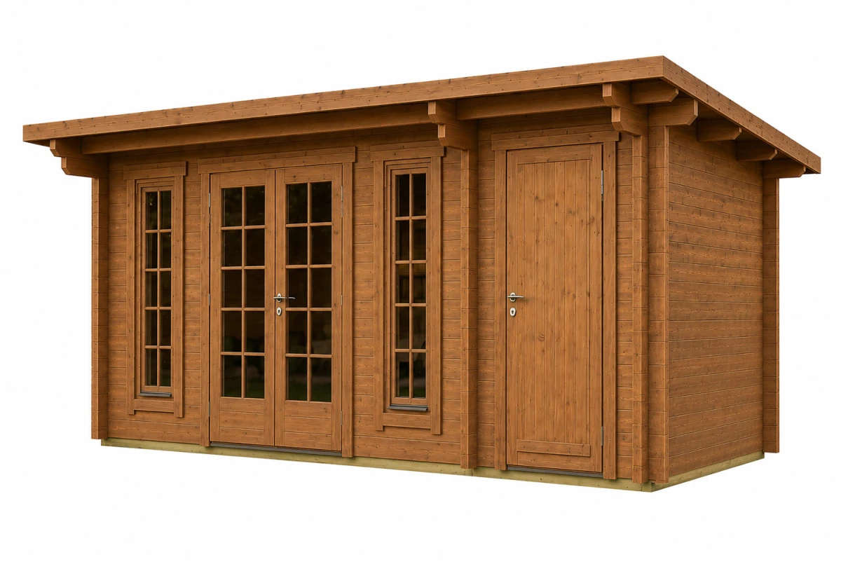 Abri de jardin bois traité autoclave CANOPÉE 44 B2 - Toit monopente - 2 pièces - 16,21 m² - Madriers 44 mm