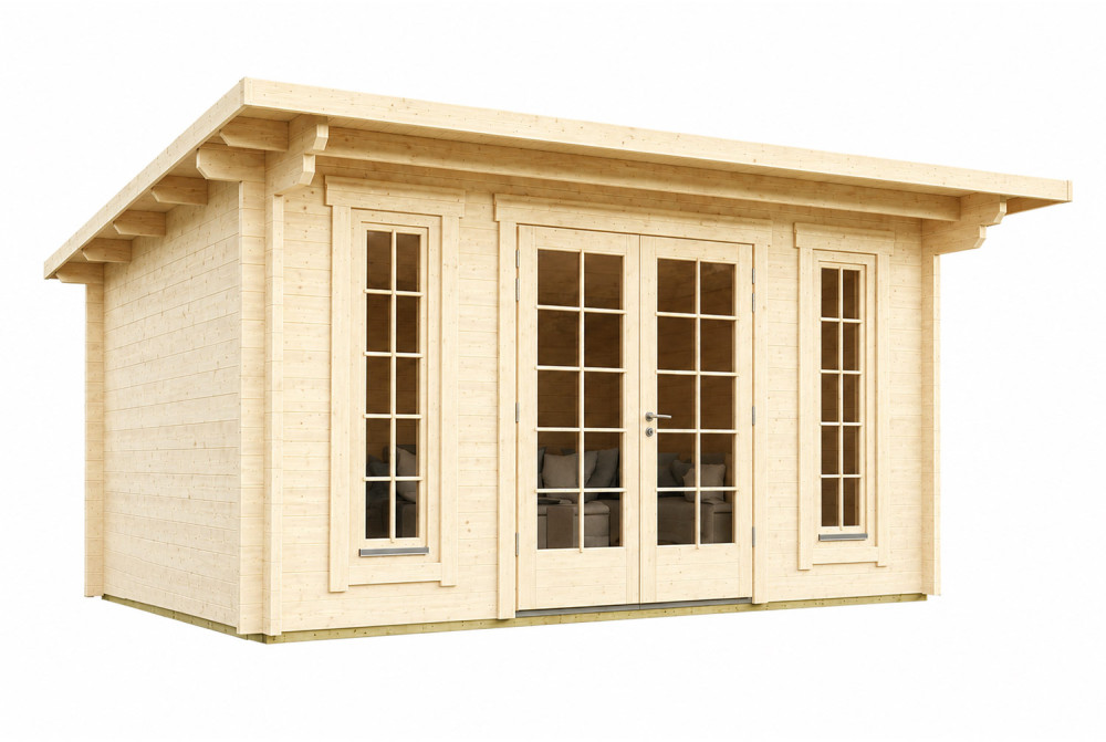 Abri de jardin bois brut CANOPÉE 44 C - Toit monopente - 14,44 m² - Madriers 44 mm