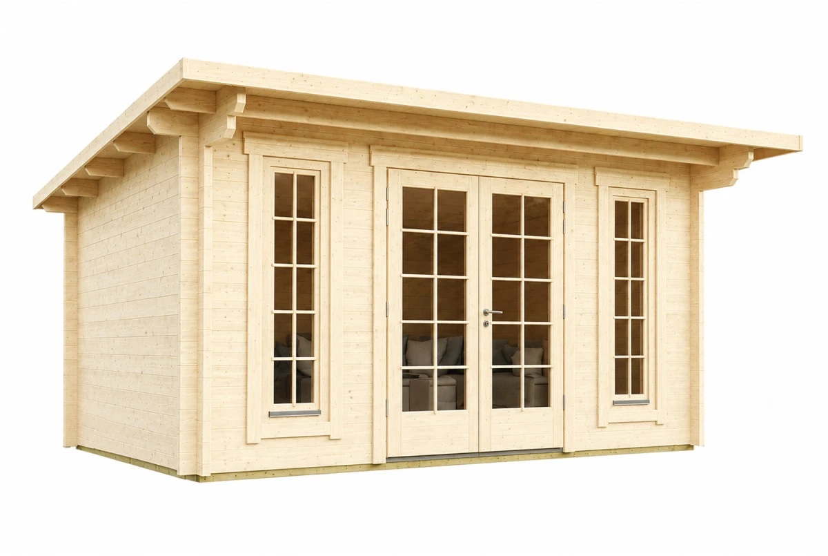 Abri de jardin bois brut CANOPÉE 44 C - Toit monopente - 14,44 m² - Madriers 44 mm