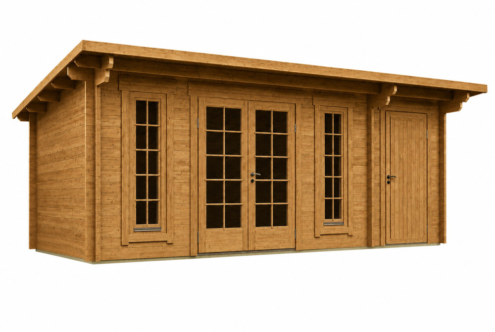 Abri de jardin bois traité autoclave CANOPÉE 44 C2 - Toit monopente - 2 pièces - 19,55m² - Madriers 44 mm