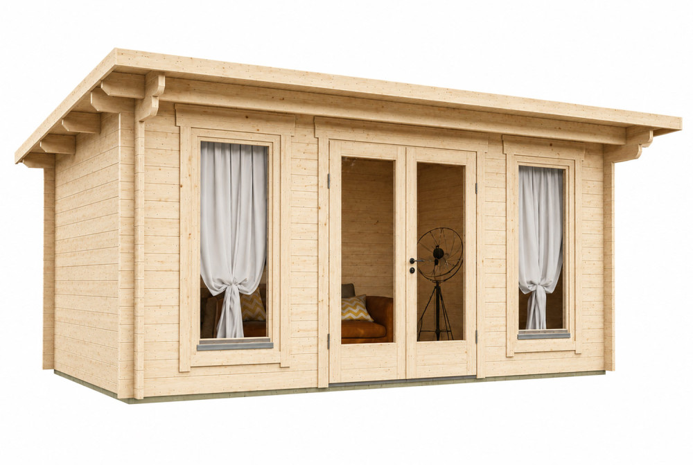 Abri de jardin bois brut CANOPÉE 44 D - Toit monopente - 13,72 m² - Madriers 44 mm