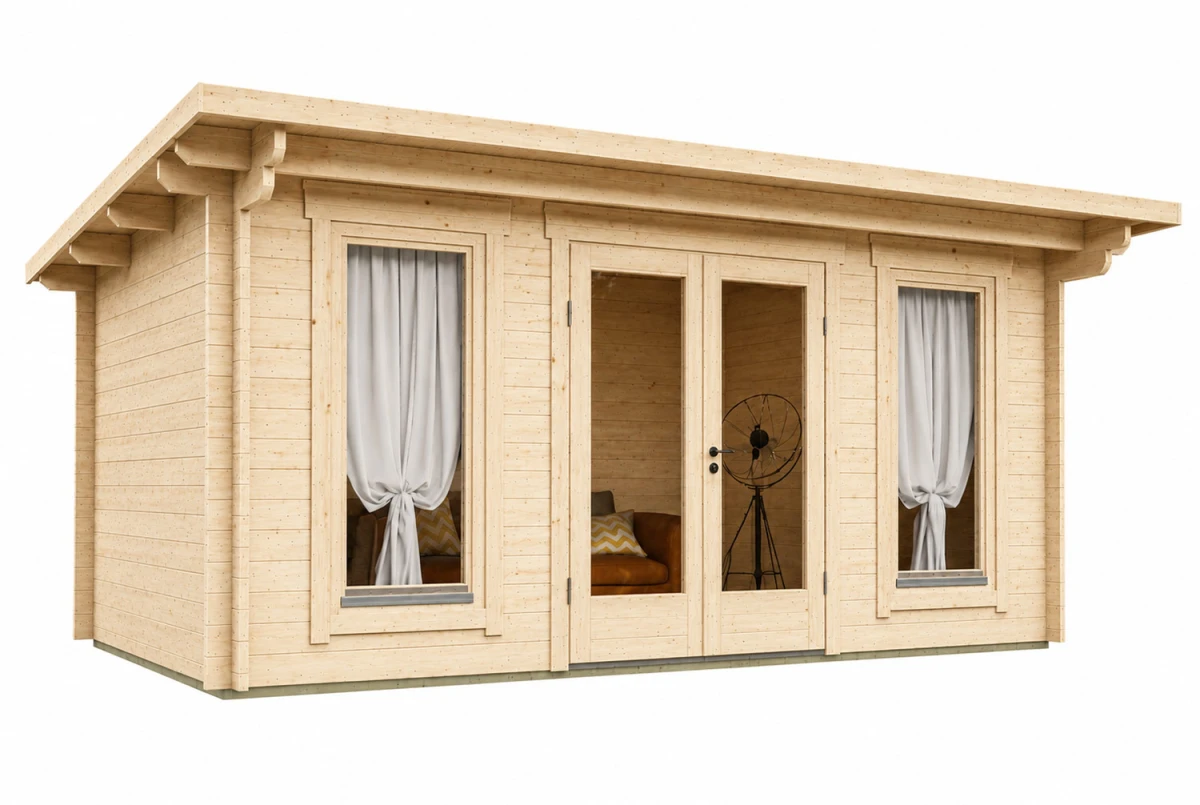 Abri de jardin bois brut CANOPÉE 44 D - Toit monopente - 13,72 m² - Madriers 44 mm