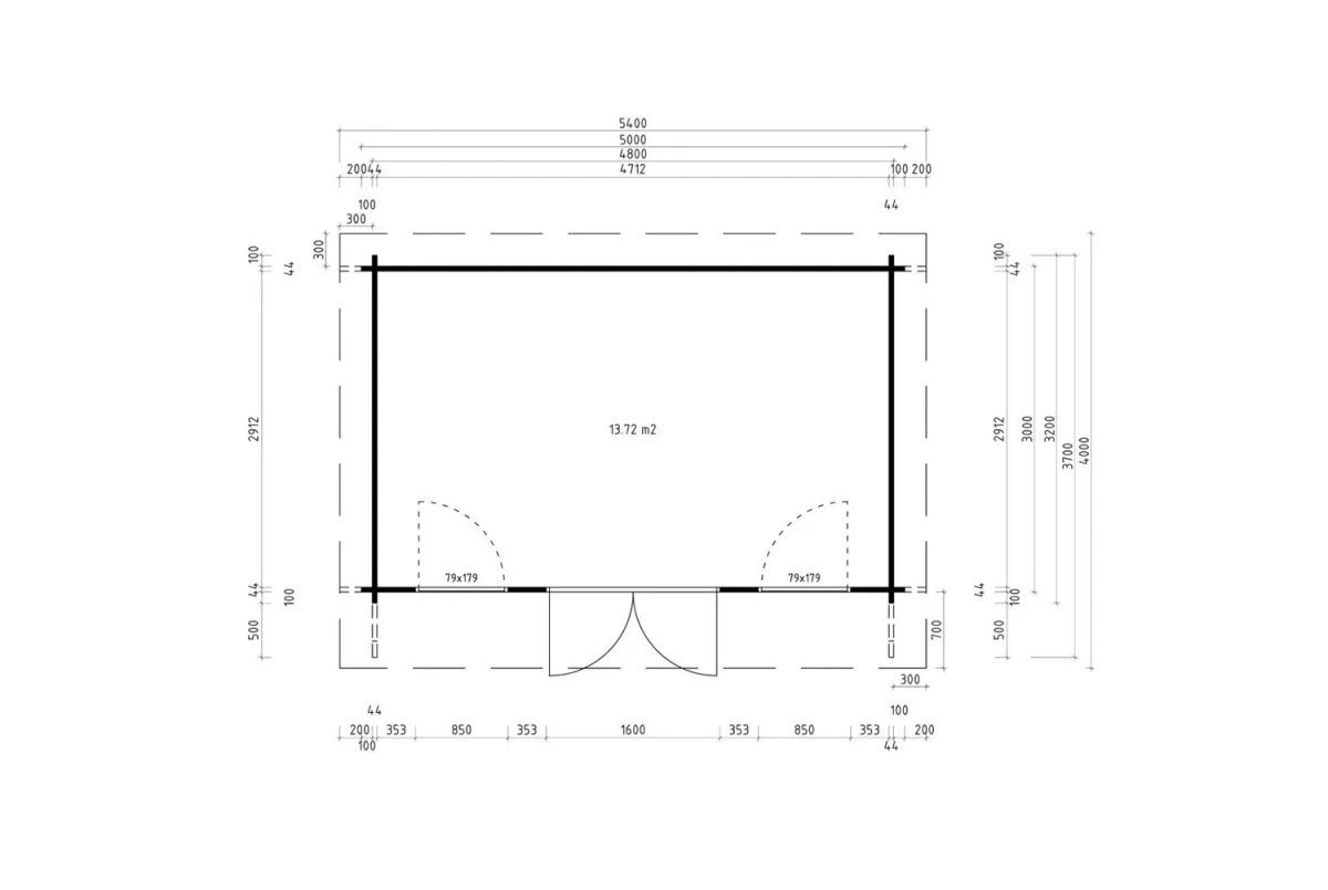 Abri de jardin bois traité autoclave CANOPÉE 44 D - Toit monopente - 13,72 m² - Madriers 44 mm