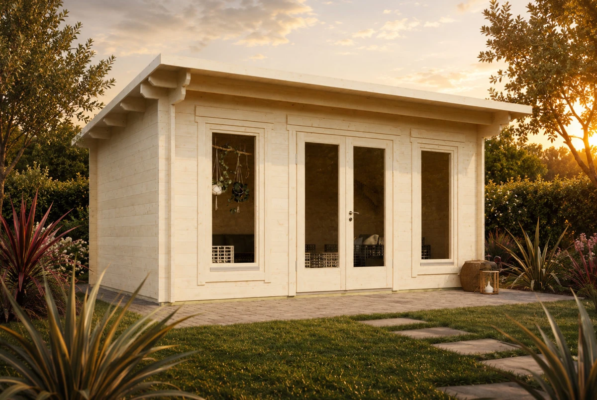 Abri de jardin bois brut CANOPÉE 44 E - Toit monopente - 16,55 m² - Madriers 44 mm