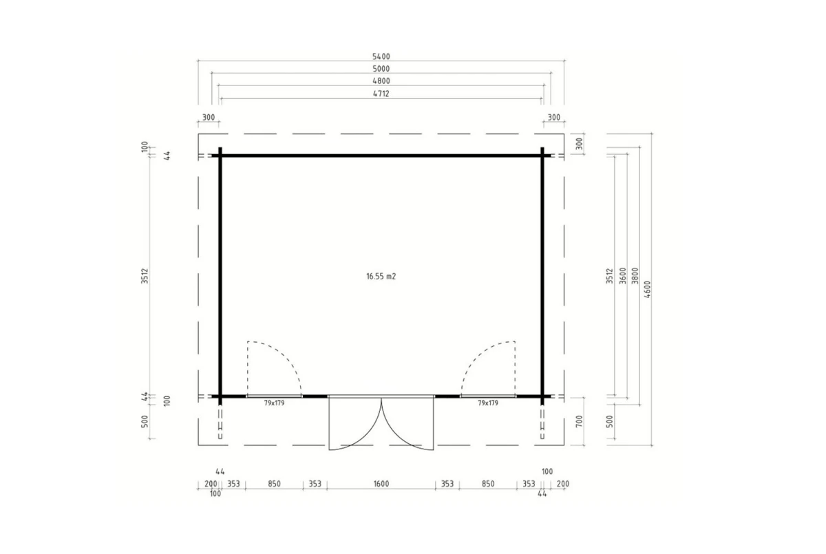 Abri de jardin bois brut CANOPÉE 44 E - Toit monopente - 16,55 m² - Madriers 44 mm