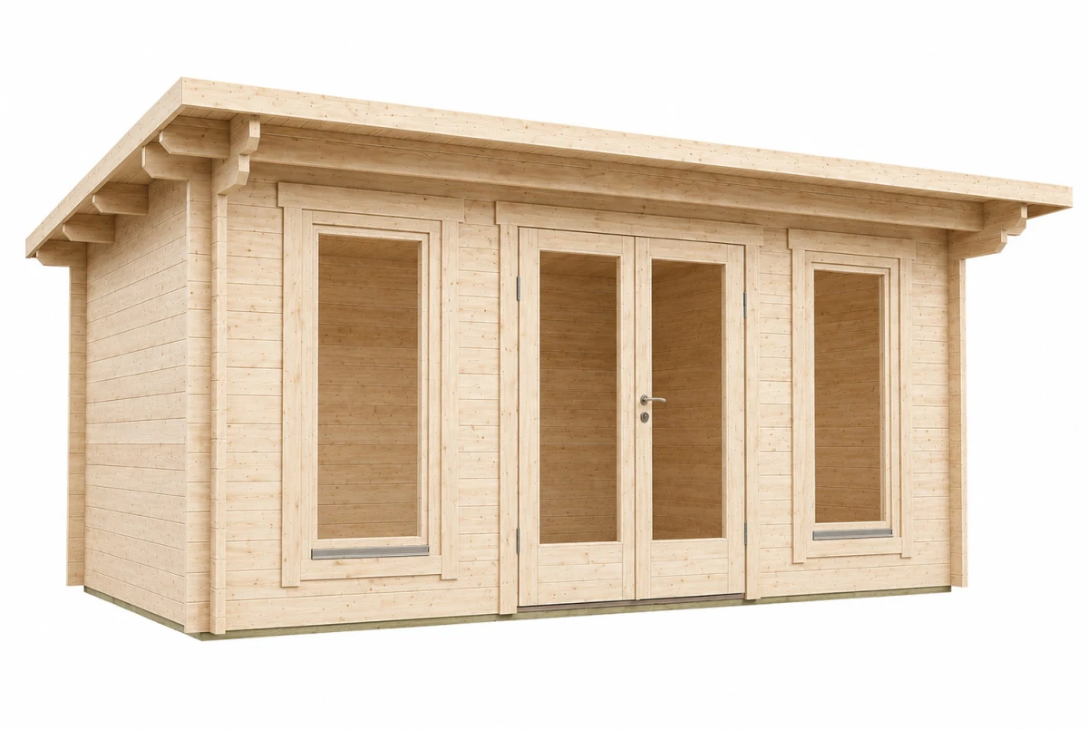 Abri de jardin bois brut CANOPÉE 44 E - Toit monopente - 16,55 m² - Madriers 44 mm