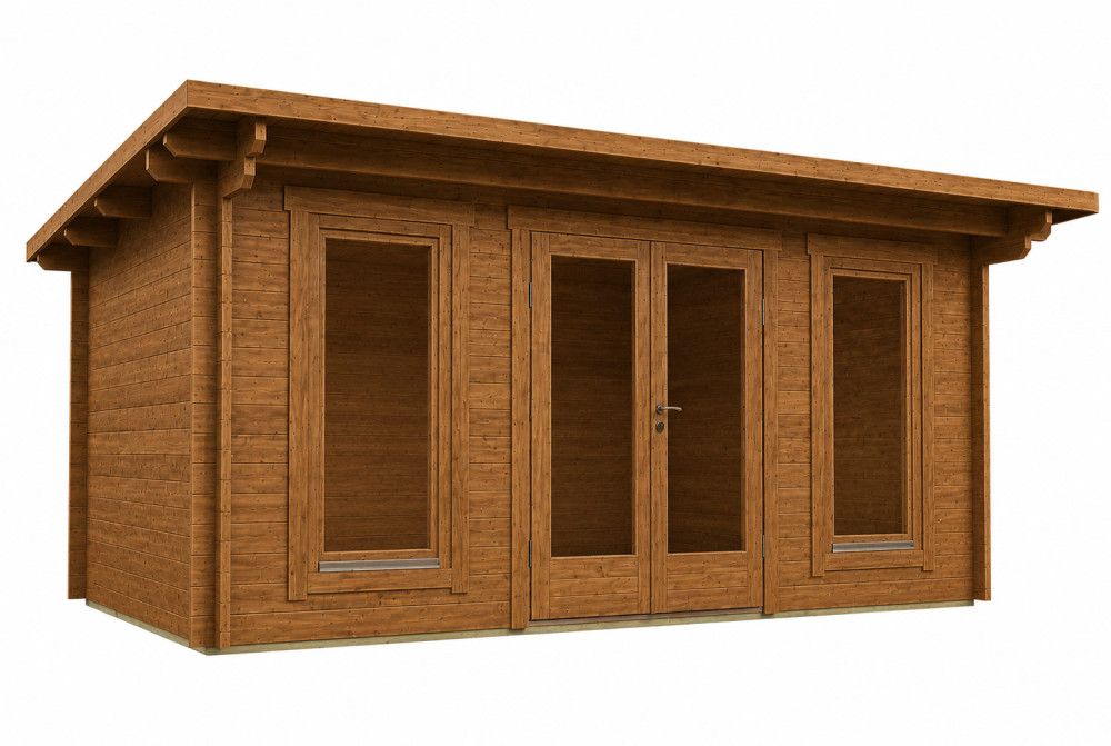 Abri de jardin bois traité autoclave CANOPÉE 44 E - Toit monopente - 16,55 m² - Madriers 44 mm