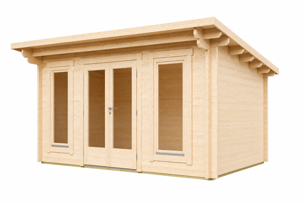 Abri de jardin bois brut CANOPÉE 44 F - Toit monopente - 22,20 m² - Madriers 44 mm