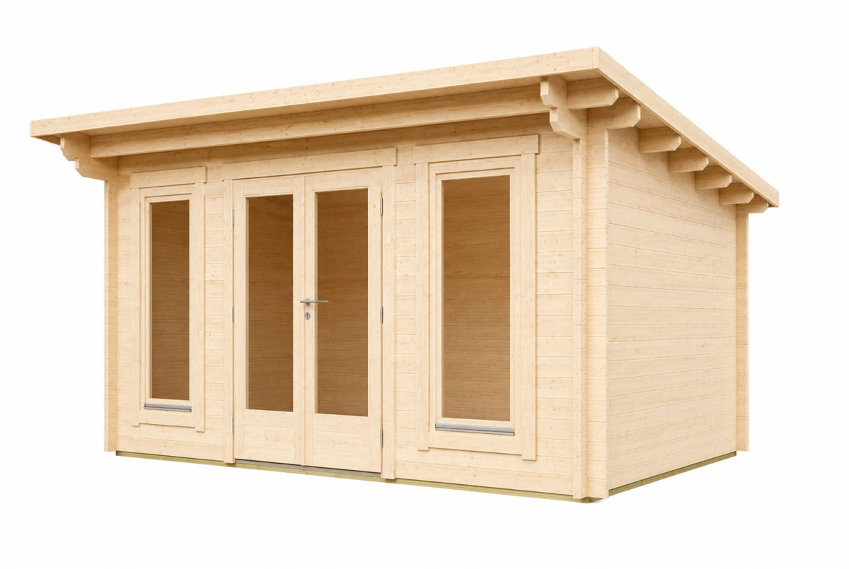 Abri de jardin bois brut CANOPÉE 44 F - Toit monopente - 22,20 m² - Madriers 44 mm