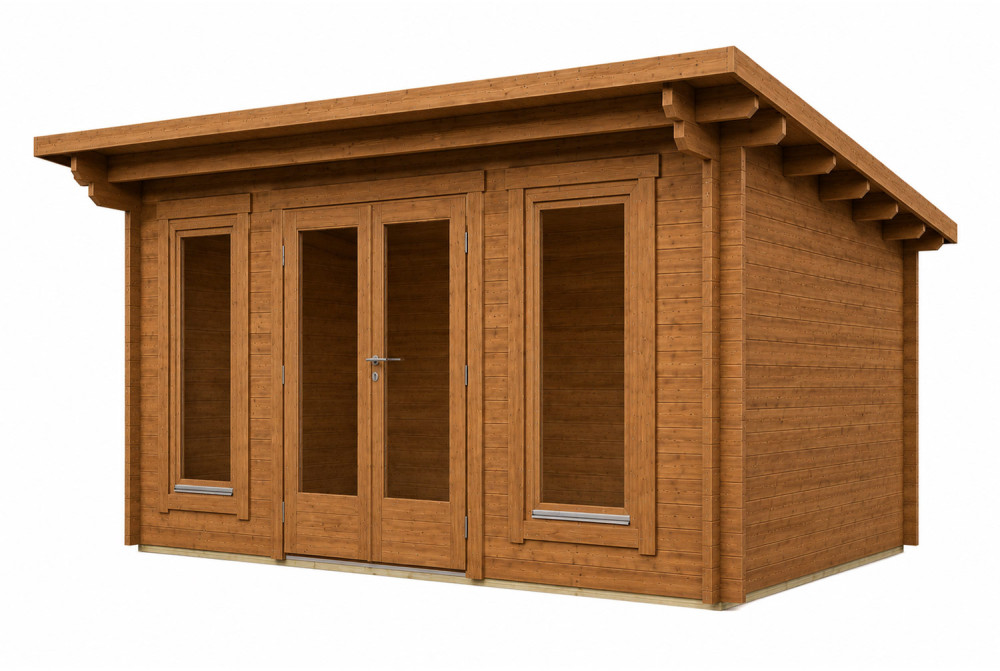 Abri de jardin bois traité autoclave CANOPÉE 44 F - Toit monopente - 22,20 m² - Madriers 44 mm