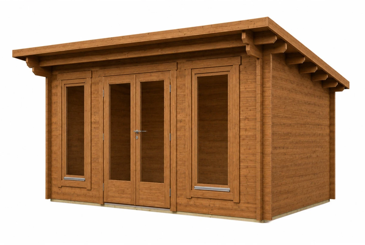 Abri de jardin bois traité autoclave CANOPÉE 44 F - Toit monopente - 22,20 m² - Madriers 44 mm