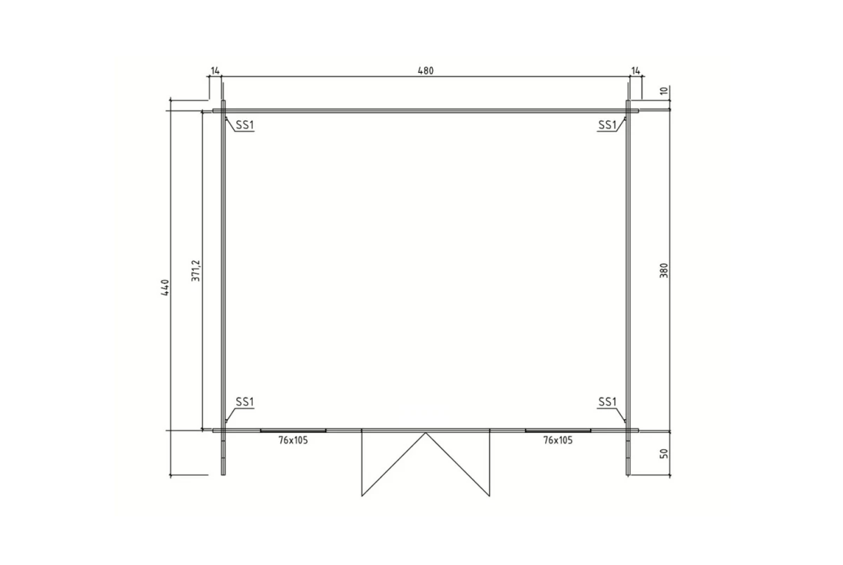 Abri de jardin bois brut LE BELVÉDÈRE - Toit double pente - 17,49 m² - Madriers 44 mm