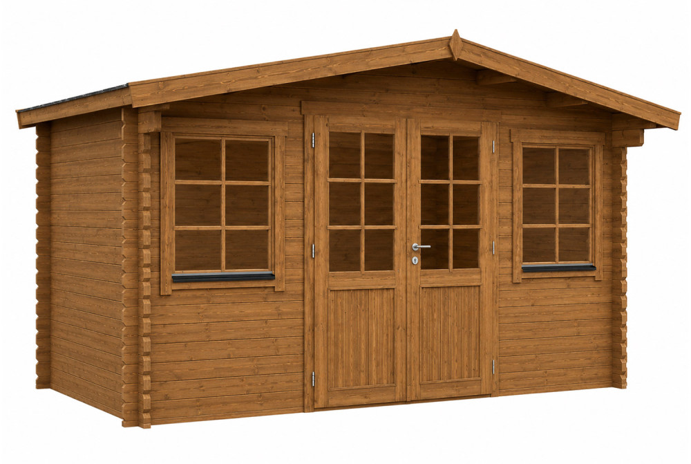 Chalet de jardin bois traité autoclave LE BELVÉDÈRE - Toit double pente - 17,49 m² - Madriers 44 mm