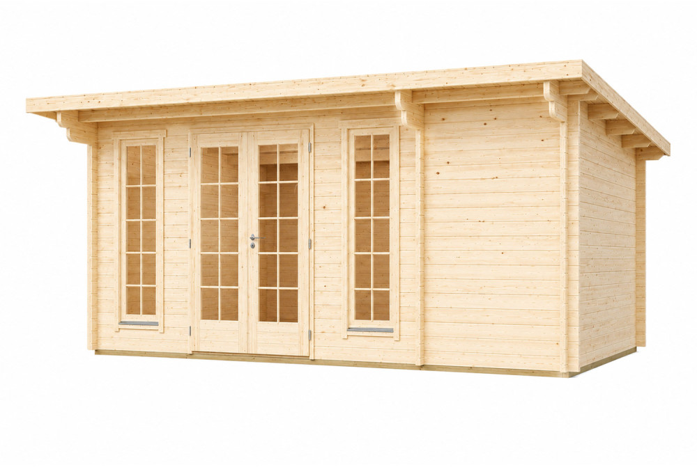 Abri de jardin bois brut CANOPÉE 44 J - Toit monopente - 2 pièces - 19,55 m² - Madriers 44 mm