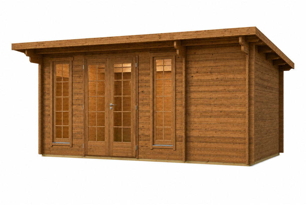 Abri de jardin bois traité autoclave CANOPÉE 44 J - Toit monopente - 2 pièces - 19,55 m² - Madriers 44 mm