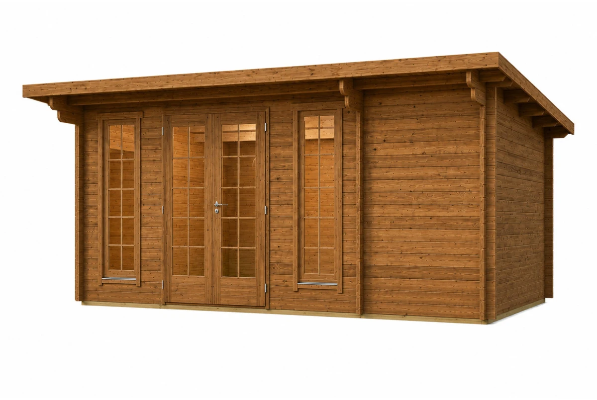 Abri de jardin bois traité autoclave CANOPÉE 44 J - Toit monopente - 2 pièces - 19,55 m² - Madriers 44 mm