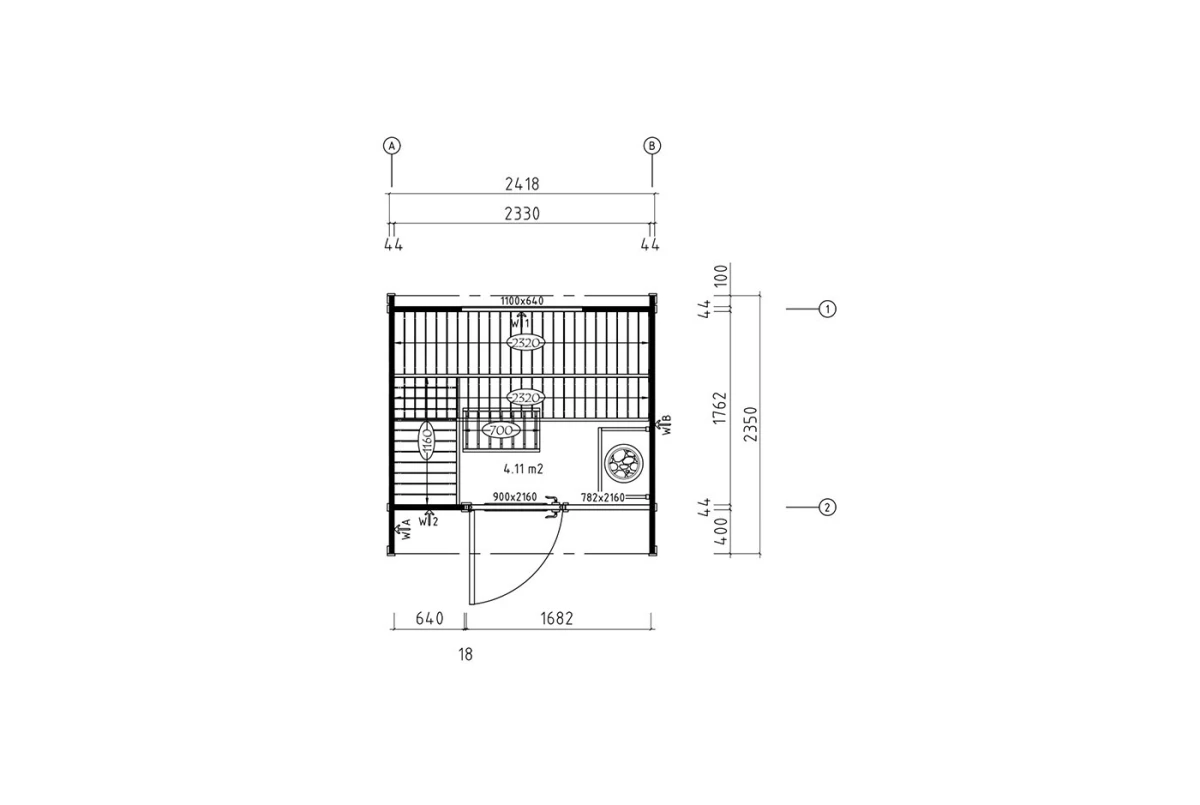 Sauna cabine extérieure à toit plat BOREAL B – 4,11 m² – Madriers 44 mm