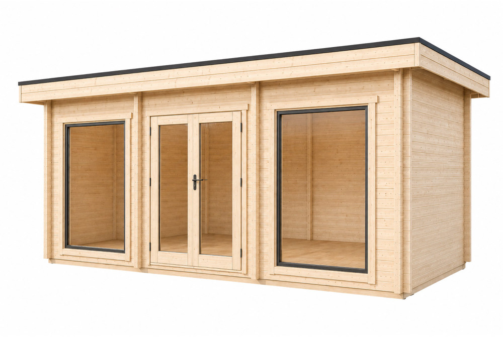 Abri de jardin bois brut CANOPÉE 44 L - Toit monopente - 18,75 m² - Madriers 44 mm