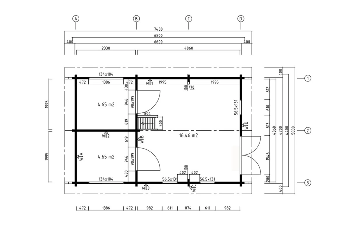 Chalet mezzanine bois brut ALTITUDE - Toit double pente - 3 pièces - 25,76 m² + 9,7 m² - Madriers 70 mm contrecollés