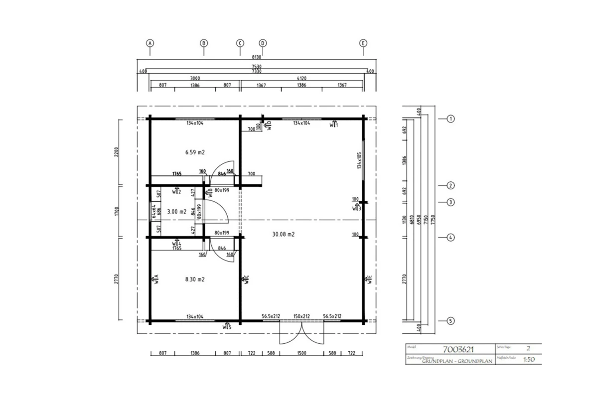 Chalet de jardin bois brut L'ENVOL - Toit double pente - 4 pièces - 47,97 m² - Madriers 70 mm contrecollés