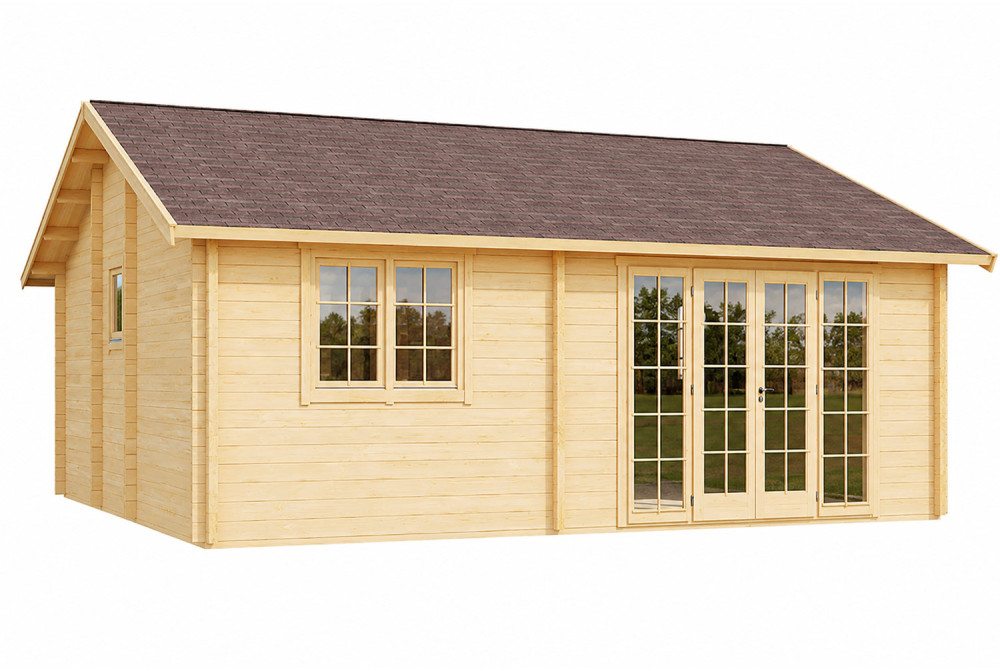 Chalet de jardin bois brut L'ENVOL - Toit double pente - 4 pièces - 47,97 m² - Madriers 70 mm contrecollés