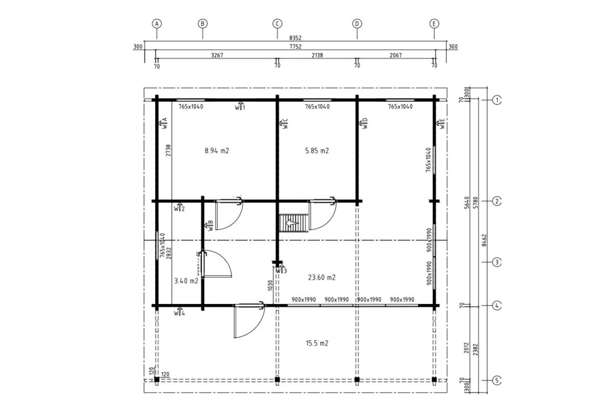 Chalet mezzanine bois brut LE COTTAGE - Toit double pente - 41,79 m² + 18,6m² avec terrasse de 15,5 m² - Madriers 70CC