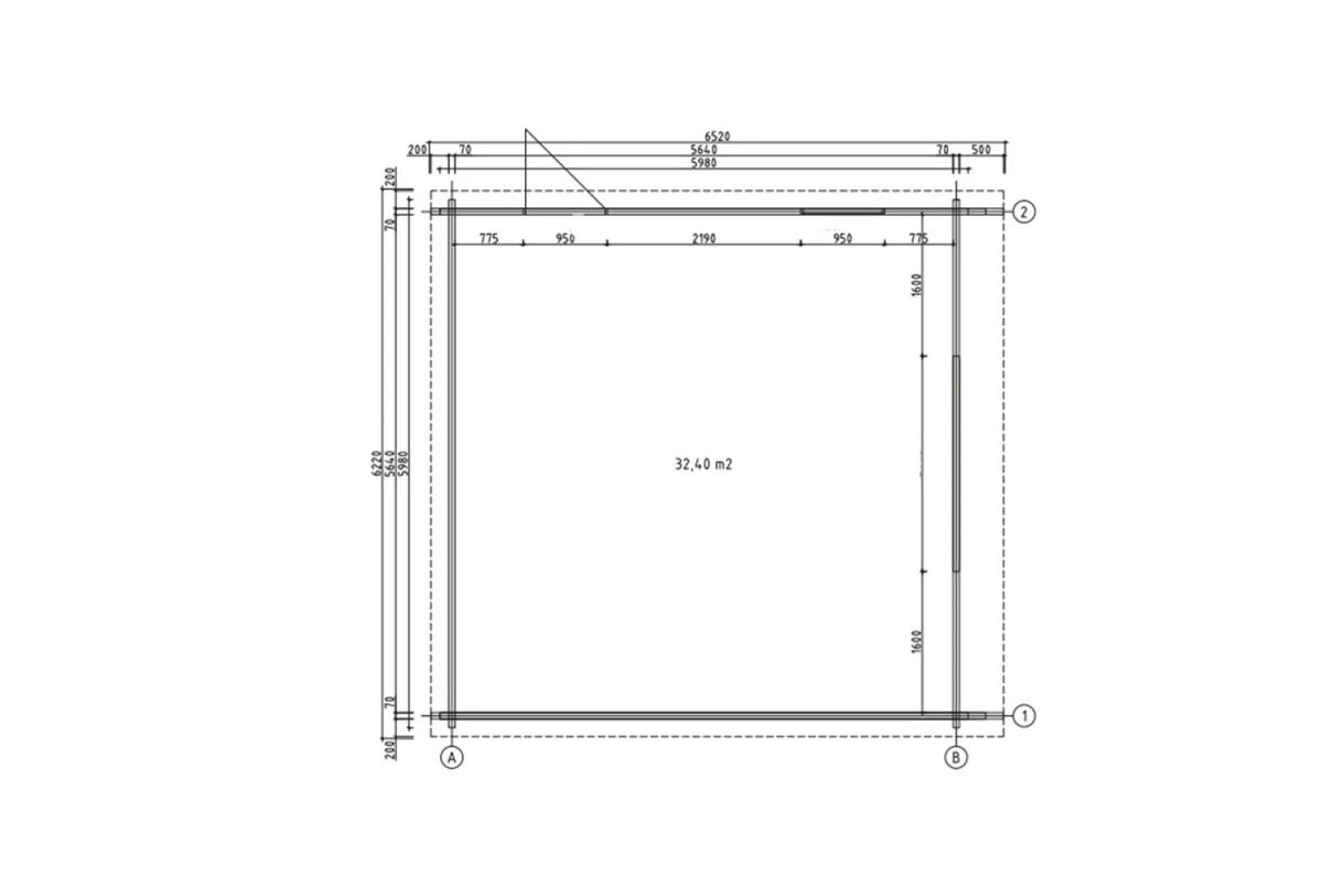 Garage bois brut AUTAN - Toit double pente - 1 voiture - 31,81 m² - Madriers 70 mm contrecollés