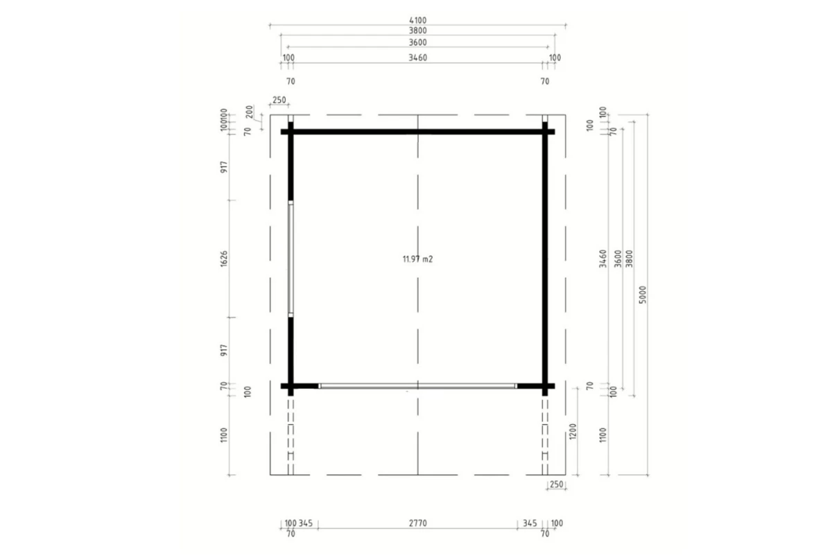 Chalet de jardin bois brut HARMONIE B - Toit double pente - 11,97 m² - Madriers 70 mm contrecollés