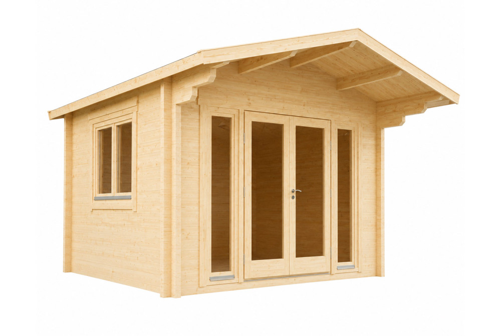 Chalet de jardin bois brut HARMONIE B - Toit double pente - 11,97 m² - Madriers 70 mm contrecollés