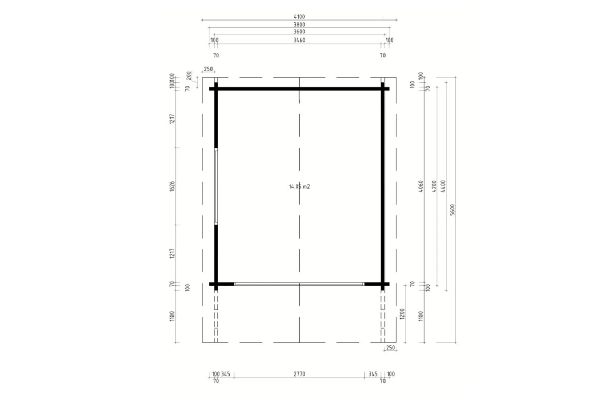 Chalet de jardin bois brut HARMONIE C - Toit double pente - 14,05 m² - Madriers 70 mm contrecollés