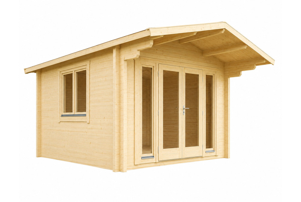 Chalet de jardin bois brut HARMONIE C - Toit double pente - 14,05 m² - Madriers 70 mm contrecollés