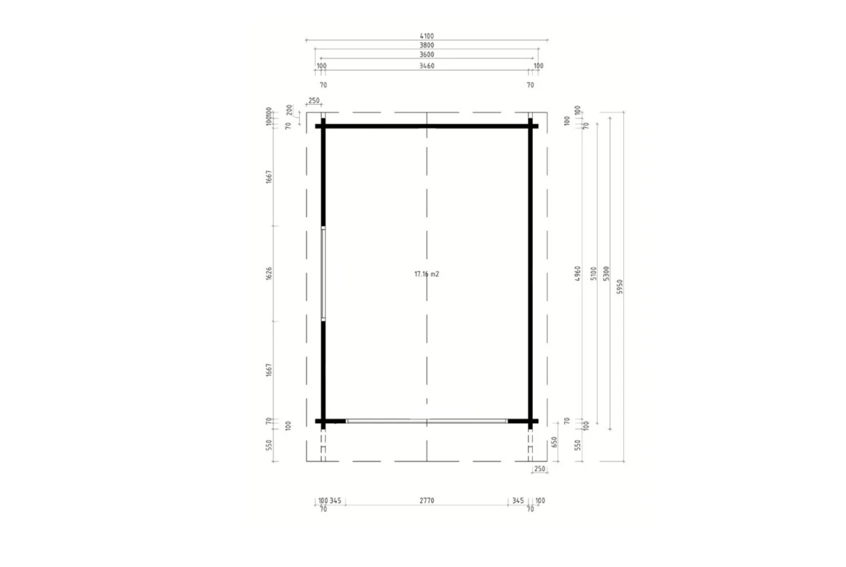 Chalet de jardin bois brut HARMONIE D - Toit double pente - 17,16 m² - Madriers 70 mm contrecollés