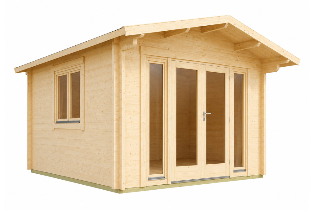 Chalet de jardin bois brut HARMONIE D - Toit double pente - 17,16 m² - Madriers 70 mm contrecollés