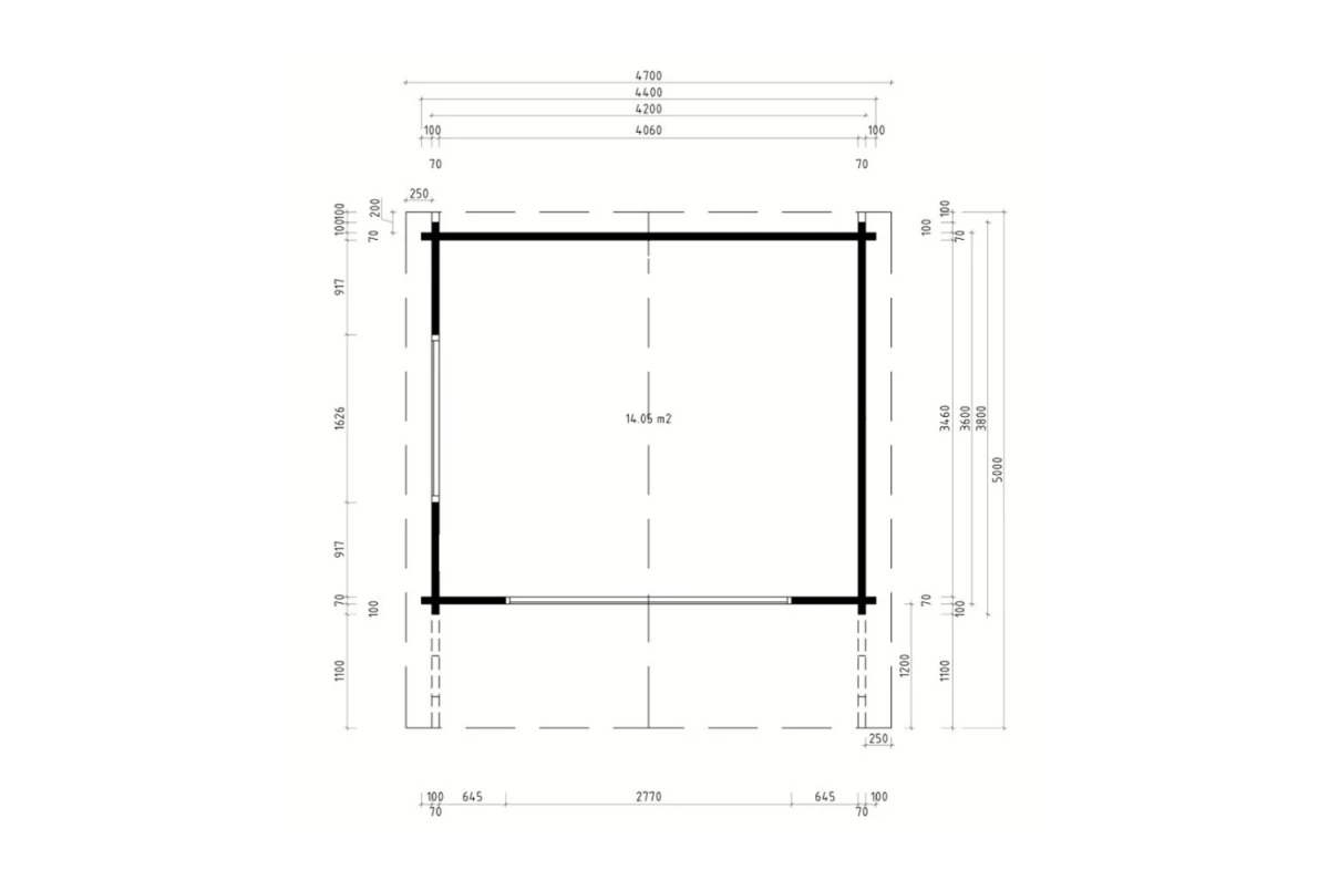 Chalet de jardin bois brut HARMONIE E - Toit double pente - 14,05 m² - Madriers 70 mm contrecollés