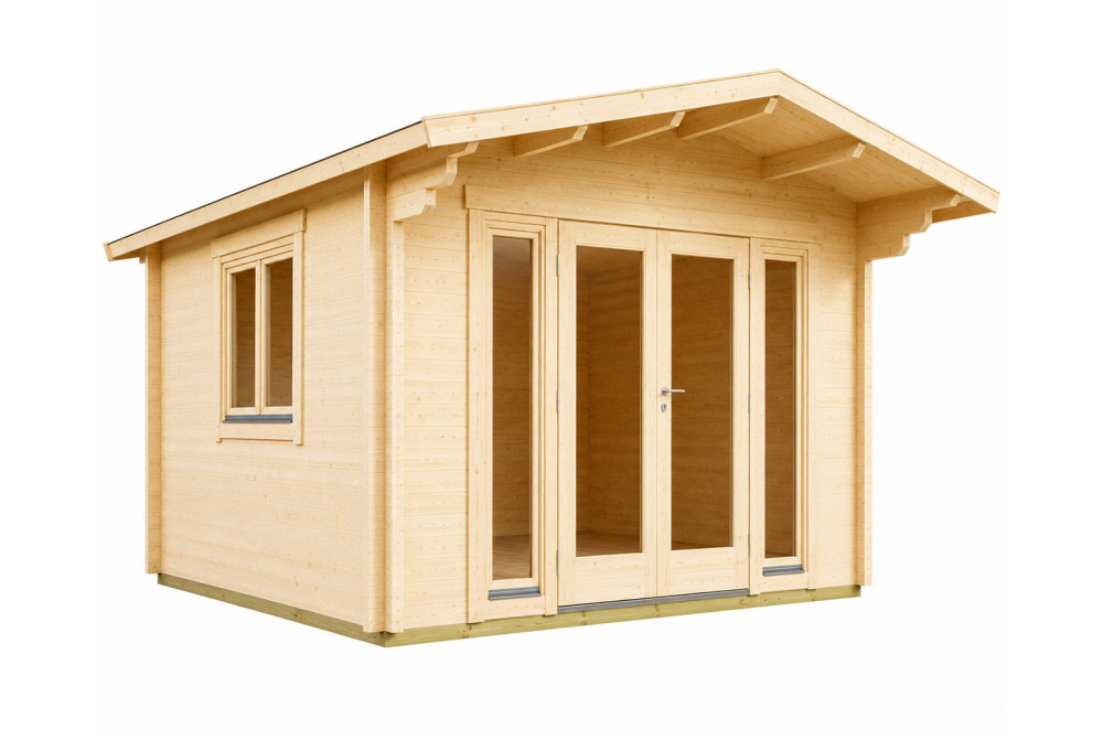 Chalet de jardin bois brut HARMONIE F - Toit double pente - 16,48 m² - Madriers 70 mm contrecollés