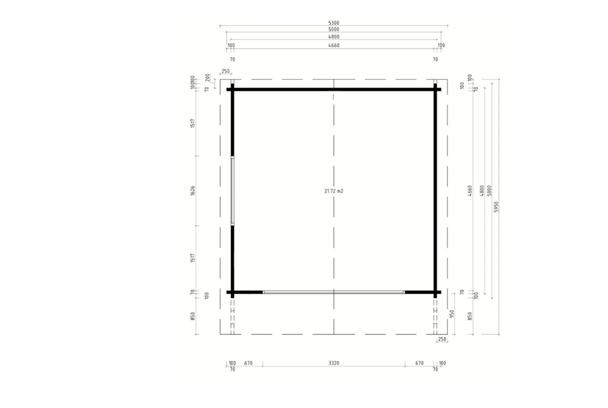 Chalet de jardin bois brut HARMONIE G - Toit double pente - 21,72 m² - Madriers 70 mm contrecollés