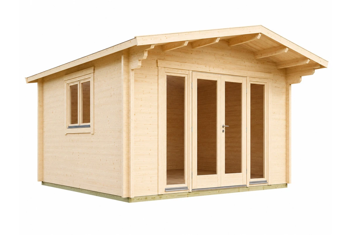 Chalet de jardin bois brut HARMONIE G - Toit double pente - 21,72 m² - Madriers 70 mm contrecollés