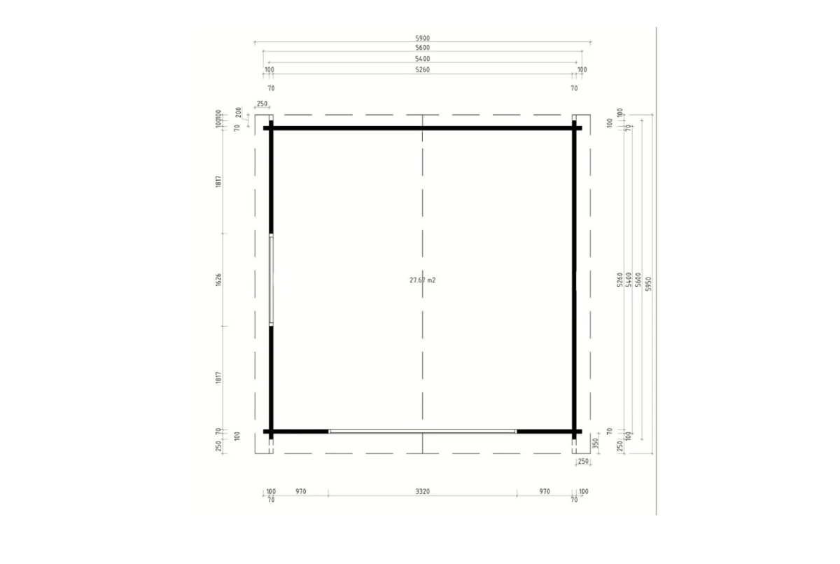 Chalet de jardin bois brut HARMONIE H - Toit double pente - 27,67 m² - Madriers 70 mm contrecollés