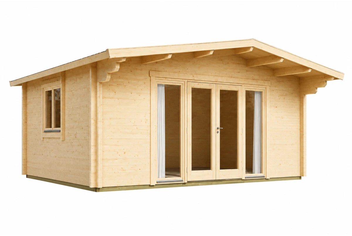 Chalet de jardin bois brut HARMONIE I - Toit double pente - 31,47 m² - Madriers 70 mm contrecollés