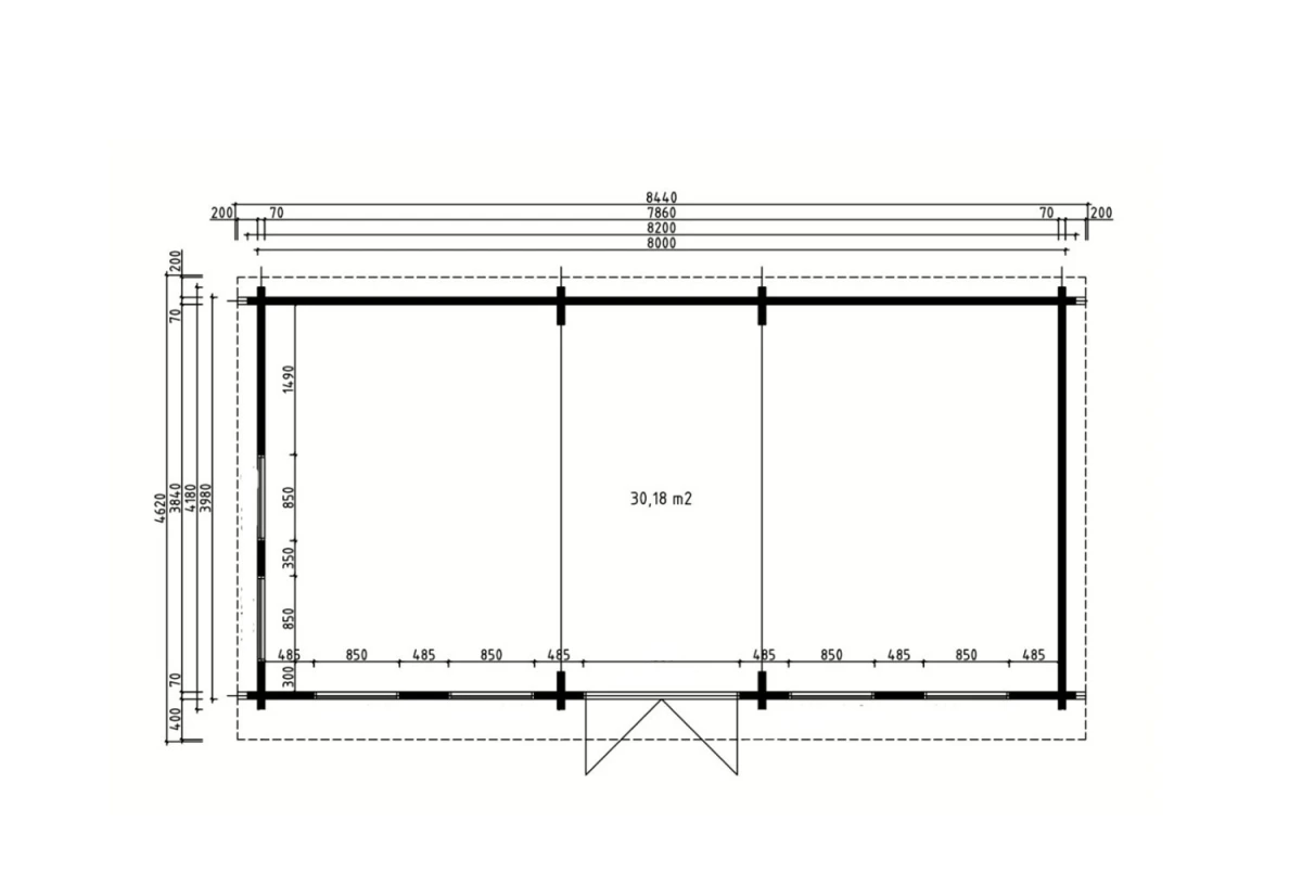 Chalet de jardin bois brut LE STUDIO - Toit double pente - 30,18 m² - Madriers 70 mm contrecollés