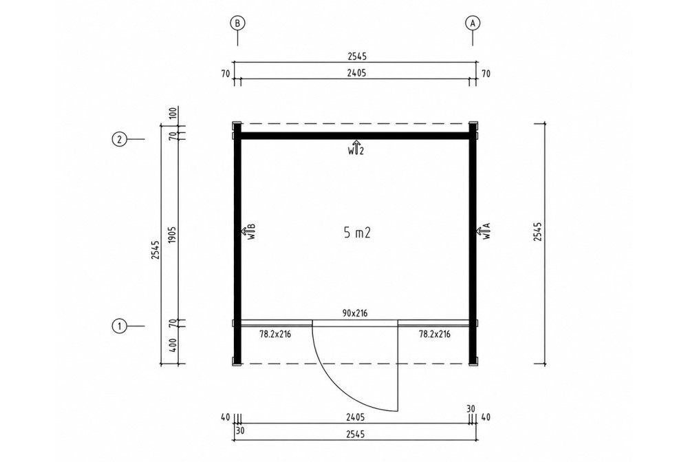 Sauna cabine extérieure à toit plat NORDIK XS – 5 m² – Bois brut – Madriers 70 mm contrecollés
