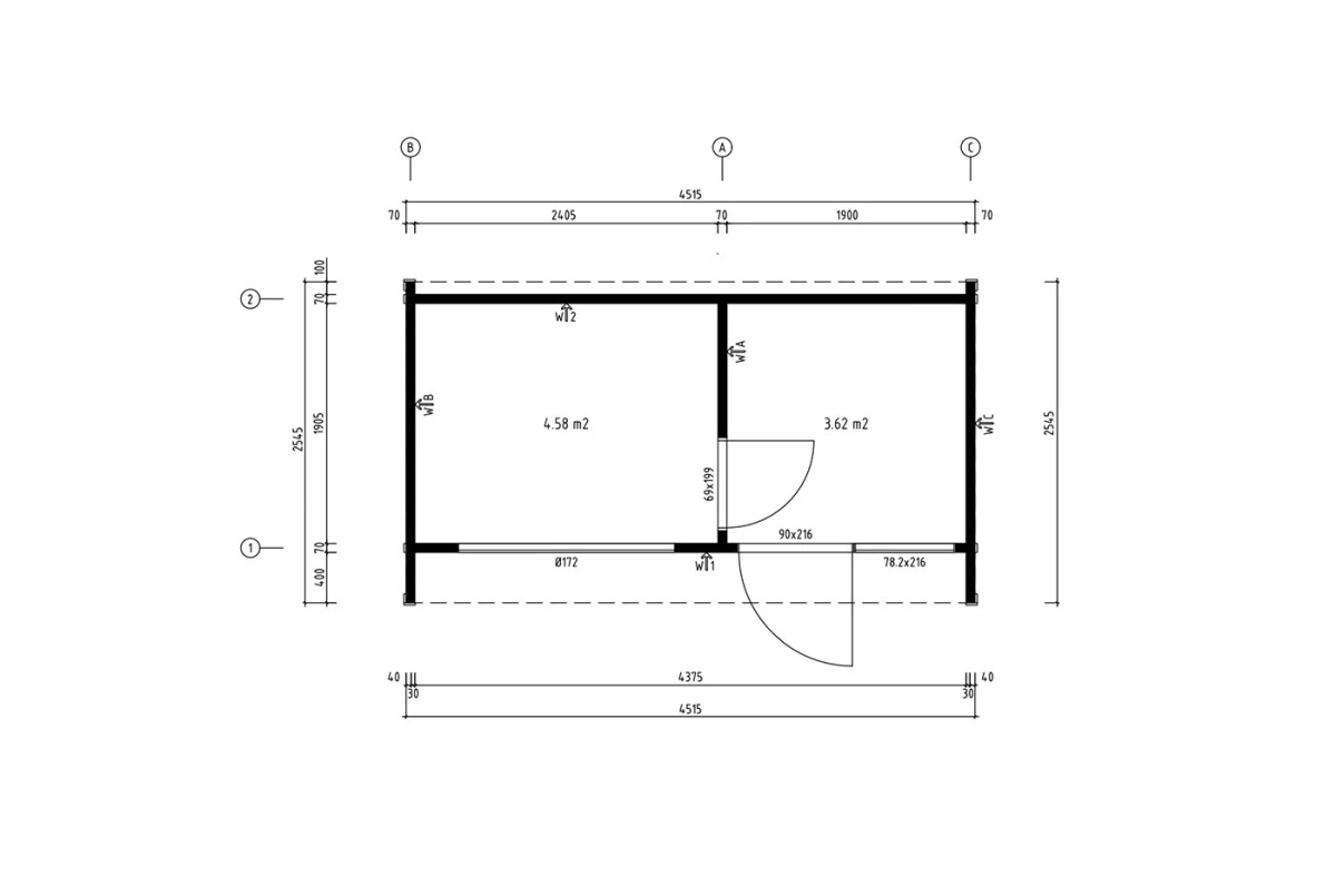 Sauna cabine extérieure 2 pièces à toit plat ARTIC M – 4,58 + 3,62 m² – Madriers 70 mm contrecollés