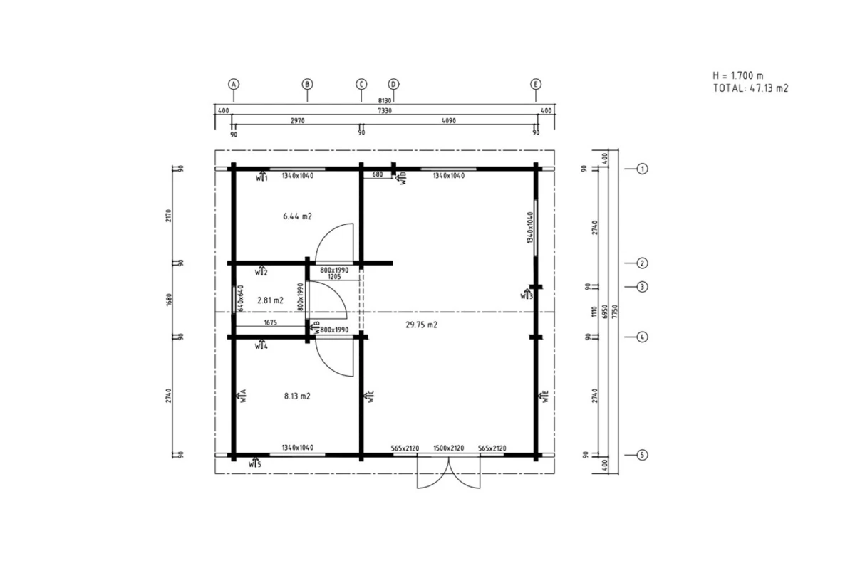 Chalet de jardin bois brut L'ENVOL - Toit double pente - 4 pièces - 47,13 m² - Madriers 90 mm contrecollés