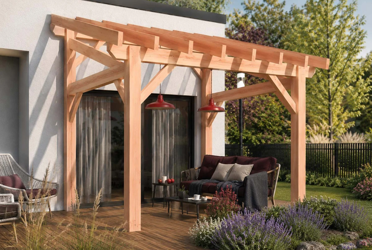 Pergola bois adossée AZIMUT 3,50 × 3,25 m - Douglas