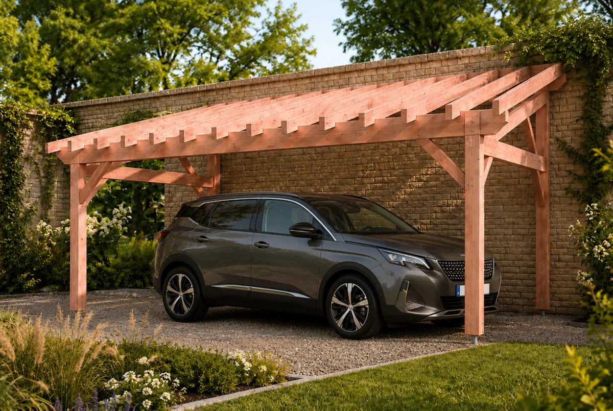 Carport bois Toit monopente 1 voiture AXIAL 3,75 × 6,50 m - Douglas