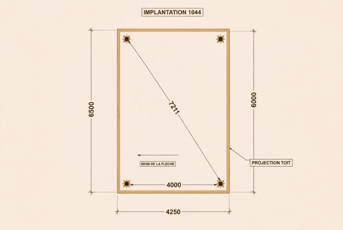 Carport bois Toit monopente 1 voiture PARALLÈLE 4,25 × 6,50 m - Épicéa autoclave classe 3