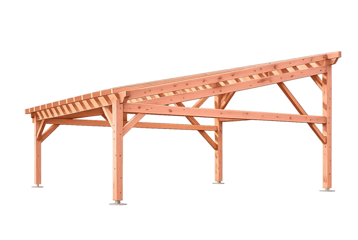Carport bois Toit monopente 2 voitures CONFLUENCE 6,25 × 5,50 m - Épicéa classe 2