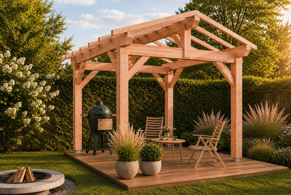 Pergola bois traditionnelle ATLAS 3,50 × 3,50 m - Douglas